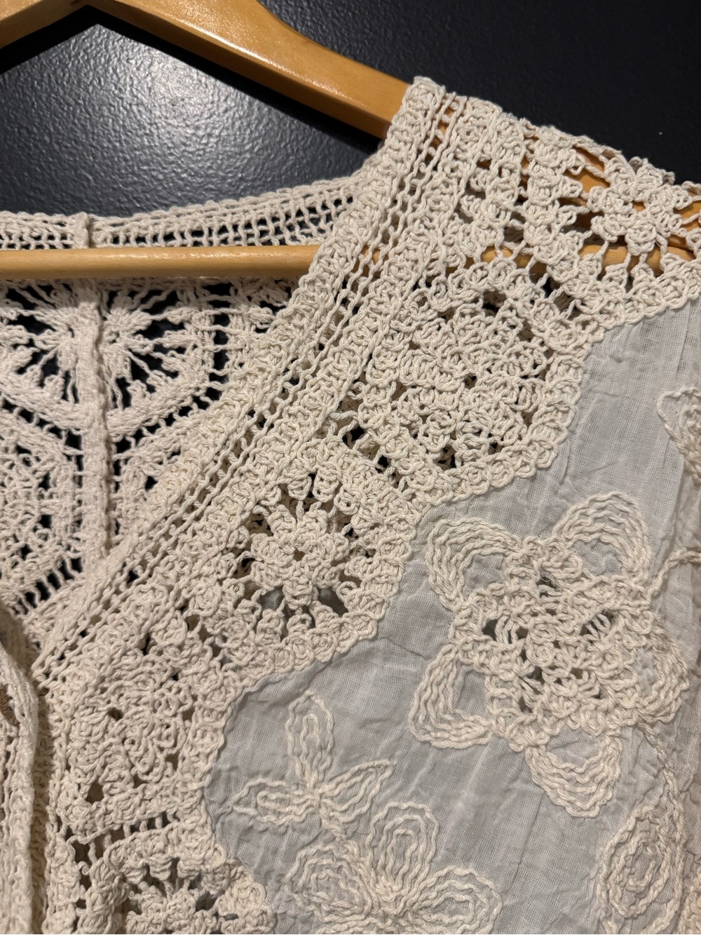 Boho Crochet Lace Tunic Top — Cream